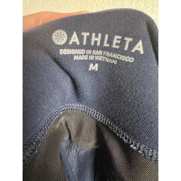 Athleta Track Tux Navy Blue Side Stripe Leggings Size Medium - Picture 8 of 9